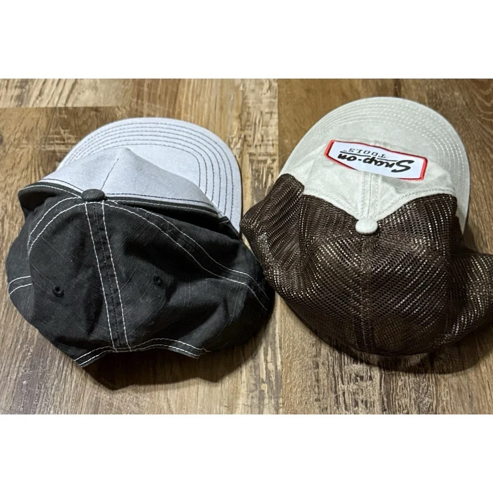 Snap On Caps Hat Gray Mens Adjustable Snapback Embroidered Bundle Of Two